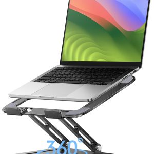 LOXP Adjustable Laptop Stand, Computer Stand with 360 Rotating Base | Ergonomic Laptop Riser Mount for Desk Foldable Protable Computer Desk Fits with MacBook Pro Air