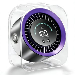 FOWSEEK Portable Small Desk Fan, 100 Speeds, 360° Adjustable, LED Display | Quiet Rechargeable Table Fan, 4000 mAh USB Desktop Personal Cooling Fans for Office, Bedroom, Travel, Home, Purple