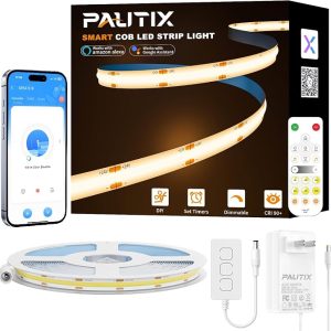 PAUTIX LED Strip Warm White 20ft/6.1m,Smart LED Strip Light Kit Compatible with Alexa/Google Assistant,Dimmable 24V 3000K COB LED Strip Light for Bedroom,Kitchen,Cabinet,Mirror,Sunroom