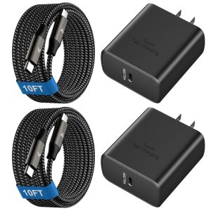 45W Super Fast Charger USB C, Type-C Android Phone Charger Fast Charging | 45 Watt USB C Charger with 10FT Cords, for Samsung Galaxy S26 Ultra/S25 Ultra/S24 Ultra/S24+/S23 Ultra/Plus, Tab S9/S8 Ultra