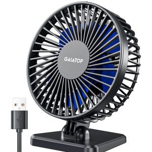 Gaiatop USB Desk Fan, Personal Portable Quiet Small Table Desktop fan | Powerful Mini 3 Speeds, Adjustable Head, for Cooling Home Office Car Summer Travel Gifts Blue
