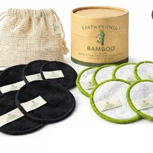 Reusable Bamboo Makeup Remover and Exfoliating Pads- Eco-Friendly, Reusable and Washable Facial Cleansing Pads (12 Pack)