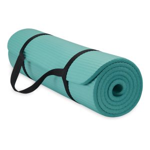 Gaiam Thick Yoga Mat, Exercise & Fitness Mat with Easy-Cinch Carrying Strap | Non-Slip NBR Foam | Joint Cushioning | Yoga, Pilates, Fitness & Floor Workouts | 72"L x 24"W