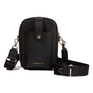 Bandolier Dillon Bag Crossbody | Stylish Pebble Leather Bag | Adjustable Strap, Exterior Slip Pocket | Bags for Women | Small women crossbody bag. 100% leather. Adjustable & removable strap. Easy access external phone pocket. Ideal for travel.