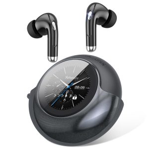 TRAUSI Wireless Earbuds with Smart Touch Screen & 180° Rotating Case – Bluetooth 5.4 Headphones, Noise Cancelling Ear Buds, Stress Relief Design Earphones