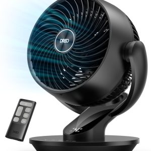 DREO Fan for Bedroom, 13-Inch Oscillating Table Air Circulator Fan for Whole Room, 120° Tilt Adjustment, 25dB Ultra-Quiet, 75ft Powerful Airflow, 4 Speeds Desk Fans with Remote for Home, Office
