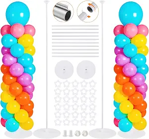 Balloon Stand Kit Set of 2, 7FT Metal Balloon Pillars Stand with Base, Reusable Balloon Columns for Birthday, Wedding, Baby Shower, Graduation Party Decorations