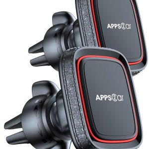 APPS2Car 2 Pack Magnetic Phone Car Mount, Car Phone Holder Mount Magnetic, Built in 6 Strong Magnets, Air Vent Cell Phone Holder for Car with Adjustable Secure Tightening System | Built-in 6 Strong Magnets, Air Vent Car Phone Holder with Adjustable Tightening System, Not Compatible with MagSafe