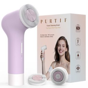 Electric Facial Cleansing Brush,Rechargeable Face Wash Machine,Bristle & Silicone Face Scrubber exfoliator,3 Dual-Ring Rotating Speeds,Waterproof, Exfoliating & Massage,for Women & Men Skincare
