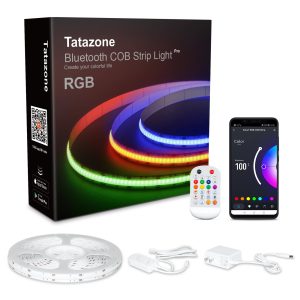 Tatazone 16.4ft Bluetooth RGB COB Led Strip Lights with Remote, Dimmable Smart App Led COB Light Strip, Color Changing Music Sync, Indoor RGB Led Lights for Bedroom, Home Decor, Party