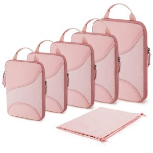 Bagsmart Compression Packing Cubes, Travel Bag Cruise Ship Essentials | Lightweight, Compressible Suitcase Organizer Set fit Standard Carry-On & Checked Luggage, 6 Set, 14 Set Washable Packing Bags