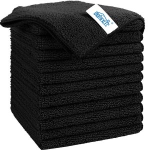 HOMEXCEL Black Microfiber Cleaning Cloth, Microfiber Towels for Car, 12 PK | Lint Free Cleaning Rags for Household, Kitchen, Car Wash Towels for Detailing Drying, Scratch-Free, 11.5"X 11.5"