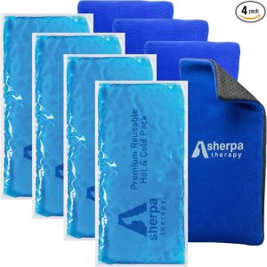 Flexible Hot and Cold Gel Pack, 9.5" x 4.5", 4 Pack | Reusable soft gel ice pack for injuries, recovery, leak-proof, medical grade for back, knee, neck, wrist, hand, elbow & ankle