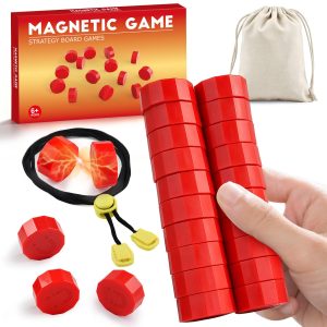 LLESSOO Magnet Chess Game Magnet Game with String, Strategy Board Games for Family, Party, Travel & Camping, Games for Kids 8-12 & Adults, 20 Chess Pieces, String and Storage Bag