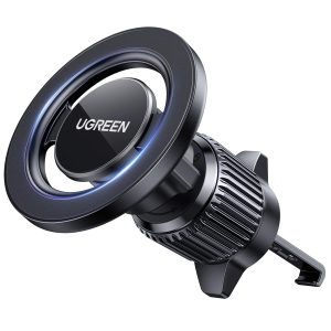 UGREEN Car Phone Mount for Magsafe Air Vent Car Mount Magnetic Phone Holder Compatible with iPhone 17 16 15 14 13 12 Pro Max, Strongest Magnet Black | Compatible with iPhone 17 Pro Max Air/16/15/14/13/12 Series & MagSafe Case with Metal Plates(Black)