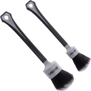 VIKING Car Detail Brush Set, Interior Use, 2 Pack | Super-Soft Bristle Cleaning Brush for Interior Detail, Medium 1 Inch Diameter, Large 1.5 Inch Diameter Brush Heads