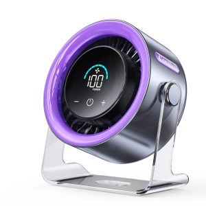 USB Desk Fan for Bedroom: 100 Speeds Digital Display Quiet Portable Fan with Turbo Airflow, 120° Rotating Small Rechargeable Battery Desktop & Wall-Mounted Fans for Bedroom Home Office