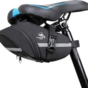 Bike Seat Bag - Bicycle Bag Under Seat | Cycling Accessories Storage Pouch Wedge Pack for Mountain & Road Bike - Black