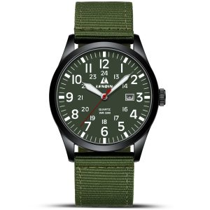 LN LENQIN Mens Watches Military Sport Analog Quartz Watch for Men | Nylon Strap Stylish Luminous Fashion 3ATM Waterproof Army Tactical Casual Wristwatch Unisex Watch for Men With Date