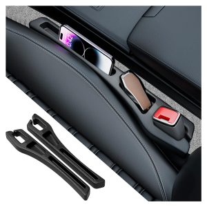 2PCS Car Seat Gap Filler Organizer,2 in 1 Car Gap Filler (Black) | Multifunctional Design,Fill and Storage Function for Storing Phones Keys Cards,No Drop Seat Guard for Cars Suvs Trucks