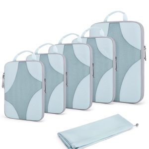 Bagsmart Compression Packing Cubes, Travel Bag Cruise Ship Essentials | Lightweight, Compressible Suitcase Organizer Set fit Standard Carry-On & Checked Luggage, 6 Set, 14 Set Washable Packing Bags