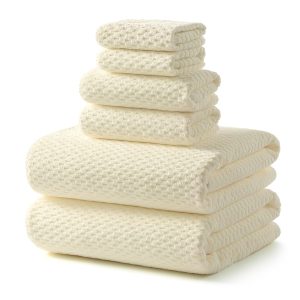 ecolook Cream Microfiber Bath Towel Set of 6, Large 35" x 70" | 2 Extra Large Bath Towels(35"x70"), 2 Hand Towels, 2 Washcloths, Ultra Soft, Super Absorbent & Quick Drying