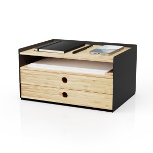 Prosumer's Choice 3-Tier Bamboo Desk Organizer with 2 Drawers - Wood Paper Tray for Clean Desktop Setup - Compact Office Storage Solution - Stylish Desktop Organizer, 12.5" L x 8.8" W x 1.6" H