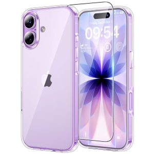 TAURI for iPhone 17 Case, with Screen Protector, Clear | Full Camera Protection, Anti-Yellowing Military-Grade Protection Shockproof Slim Phone Case for iPhone 17