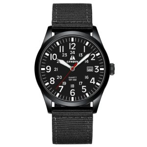LN LENQIN Mens Watches Military Sport Analog Quartz Watch for Men | Nylon Strap Stylish Luminous Fashion 3ATM Waterproof Army Tactical Casual Wristwatch Unisex Watch for Men With Date
