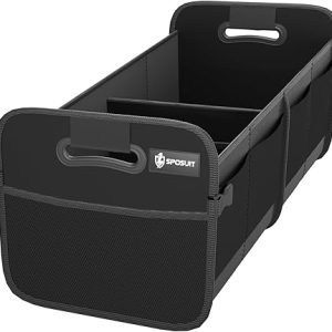 Sposuit Trunk Organizer for Car - 70L Collapsible Sturdy Car Storage, Black | 11 Pockets & Reinforced Handles, Large Capacity, SUV Trunk Organizers for Grocery Cargo, Non-Slip Bottom