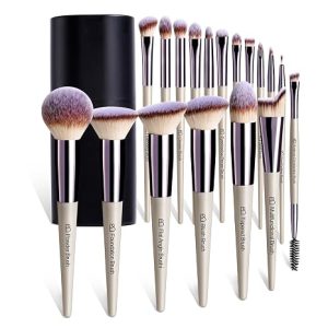 BS-MALL Makeup Brush Set 18 Pcs Professional Foundation Powder Concealers Eyeshadow Blush Synthetic Makeup Brushes with Labeled instruction Black Case Upgraded Version | Professional Foundation Powder Concealers Eyeshadow Blush Synthetic Makeup Brushes