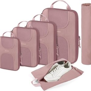 BAGSMART 6 Set Compression Packing Cubes, Travel Luggage Organizer Bags