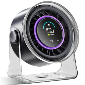 FRONTSUN Portable Desk Fan,Quiet Fan for Bedroom,Portable Fan withTurbo Airflow,Fans with 100 Speeds Digital Display, 360° Tilt,Rechargeable Battery Powered Fan,Small Fan for Home