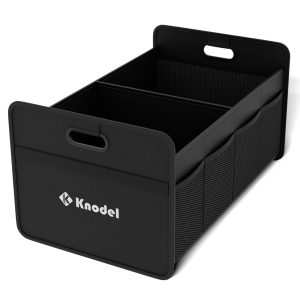 K KNODEL Foldable Trunk Storage Organizer for Car and Suv (Small, Black) | Collapsible Car Storage Organizer, Car Organizers and Storage for Sedan, Cargo Organizer, Car Bin, Basket,Bag, Organization