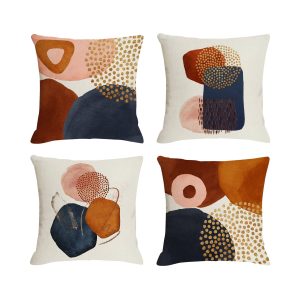 Burnt Orange Abstract Throw Pillow Covers 18x18 Set of 4 Mid Century Modern Geometric Minimalist Decorative Pillow Covers for Couch Home Decor