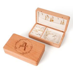 Personalized Gifts for Women, Monogram A Wood Jewelry Box for Women, Christmas Birthday Gifts for Mom Sister Daughter Wife Friends Bestie, Velvet Lined Jewelry Organizer(6.3"L x 3.54''W x 1.57"H)