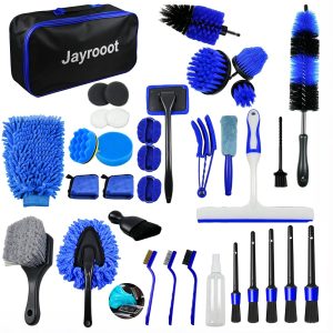 37Pcs Car Detailing Kit, Car Detailing Brush Set, Car Wash Cleaning Kit, Car Detailing Brushes, Professional Car Care Kit for Interior Exterior Wheels, (Drill is NOT Included)