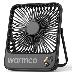 Warmco D3 10000mAh Portable Travel Fan 7-inch, Up to 24H Runtime | Ultra-Slim, Quiet Operation, Battery Powered Fan with Digital Display for Sleeping, Camping, Office, Cruise Essentials