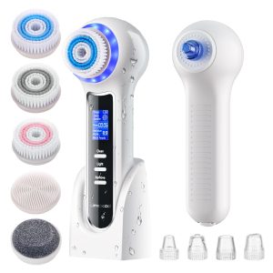 UMICKOO 3 in 1 Facial Cleansing Brush & Blackhead Remover, Rechargeable Face Scrubber with LCD Screen, IPX7 Waterproof, Deep Pore Cleaning, Exfoliating & Massaging for All Skin Types