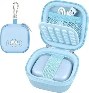 Earbud Case for TAGRY X08 Bluetooth Headphones True Wireless Earbuds 60H, EVA Hard Carrying Bag with Mesh Pocket, Carabiner, Dual Zipper, for Charging Cable and Ear Tips, Case Only