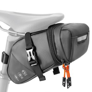 NDakter Bike Seat Bag, Expandable Bicycle Saddle Bag Under Seat, Waterproof Reflective Cycling Seat Pouch for Mountain Road Commuter & Ebikes, 1.5-2L Bike Tool Storage Pack