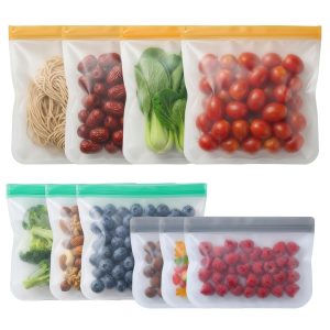10 Pack Reusable Freezer Bags, Leakproof Reusable Silicone Food Storage Bags BPA Free Contaizers, Snack Sandwich Gallon Bags for Meal Prep, Marinate Meat, Salad Fruit, Veggies, Lunch, Travel, Kitchen