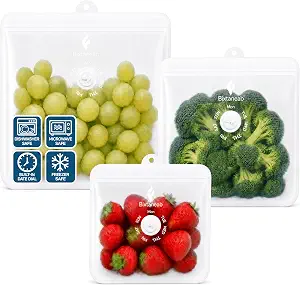 Reusable Silicone Food Storage Bags, Date Dial, White, 3 Pack | Freezer Safe, Microwave Safe & Dishwasher Safe, Stand-Up Zip Seal, 2L, 1.5L & 650ml, Meal Prep, Leftovers & Lunches, BPA-Free