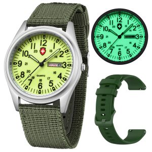 Gosasa Unisex Military Field Watch, Analog Quartz Watch with Nylon Strap | Luminous Dial, Nylon Strap, Sport Tactical Watch, Easy-Read, Fashion Casual Style, Water Resistant for Outdoor and Daily Wear