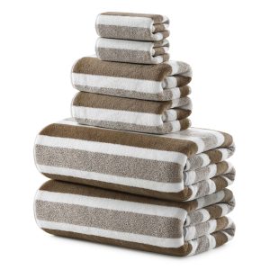 REDKISS 6-Piece Microfiber Bath Towel Set, Ultra Soft, Highly Absorbent & Quick Dry, 35x70 Inch Oversized, Brown Towels for Bathroom, Spa, Gym, 2 Bath 2 Hand 2 Washcloths