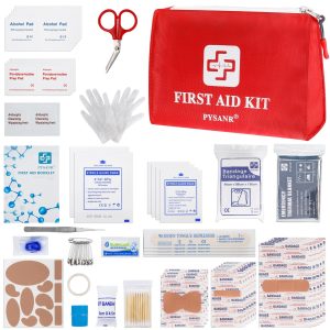 150 Piece Small First Aid Kit Portable Emergency Bag Compact Medical Kit | Mini Waterproof First Aid Bag with Foil Blanket Ready for Emergency Home Camping Travel Sports Office Outdoor Car School