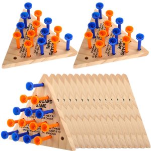 16 Packs Wooden Peg Game Tricky Triangle Peg Board Game Family Wood Puzzles Strategy Toy for Kids Adult Family Travel Gathering Jump Games