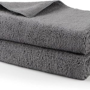 HOMEXCEL Professional Large Microfiber Car Drying Towels 2 Pack, Lint Free, Scratch Free, Highly Absorbent Drying Towel for Cars, SUVs, RVs, Trucks, and Boats,31" x 24",Grey