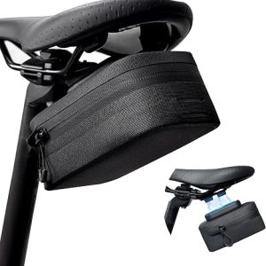 Magnetic Bike Seat Bag, Bicycle Saddle Bag Under Seat with Magnetic Quick-Release Buckle, Waterproof Zipper Bike Pouch for Mountain Road Bike Accessories, Easy to Access, Large