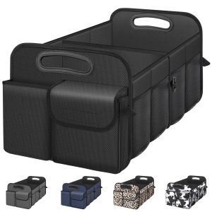 Femuar Car Trunk Organizer with Large Capacity Waterproof Car Accessories for Women & Men, Collapsible Trunk Organizer for Suv/Jeep/Sedan,Tools (Black, Standard)